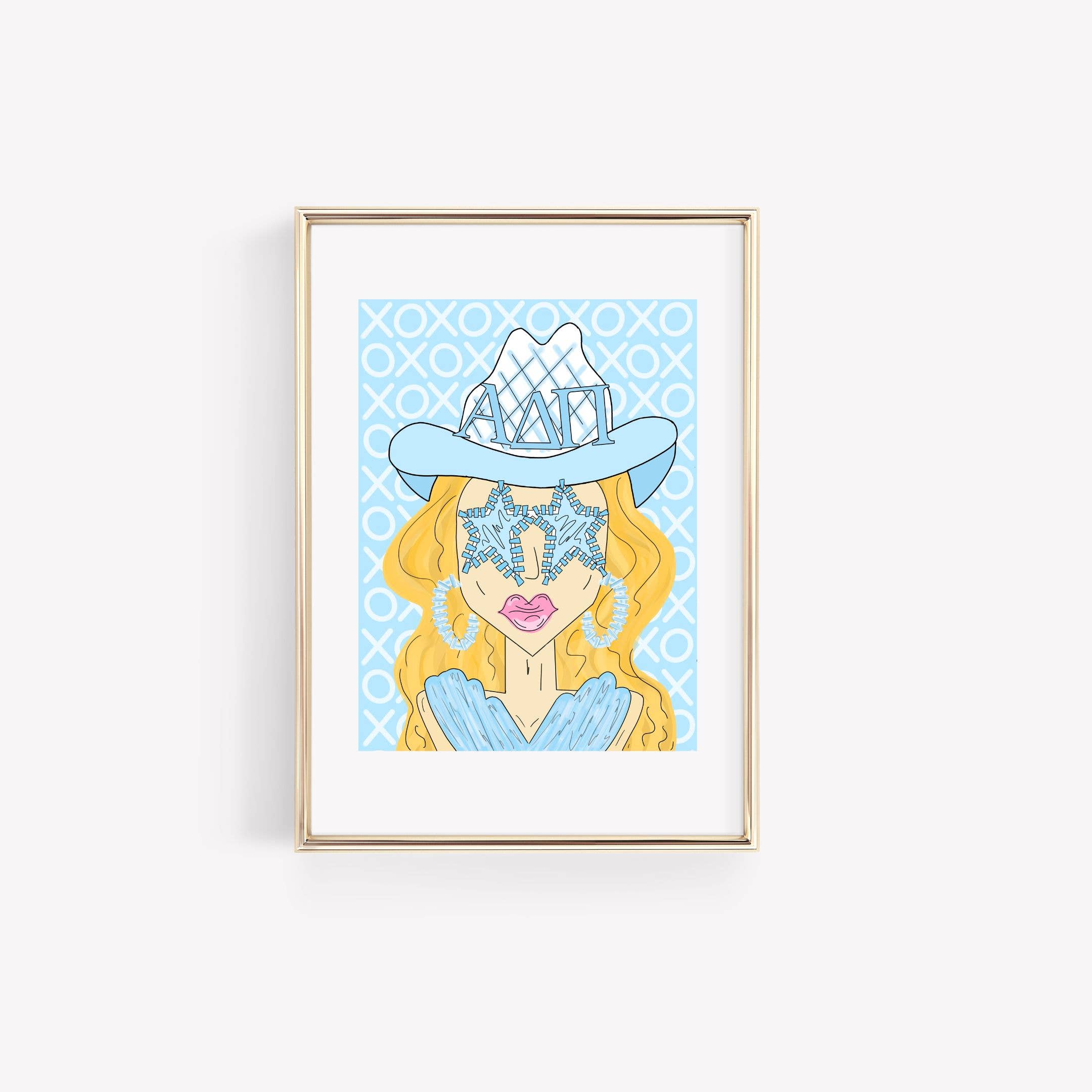 5x7 ADPi Blue Funky Cowgirl