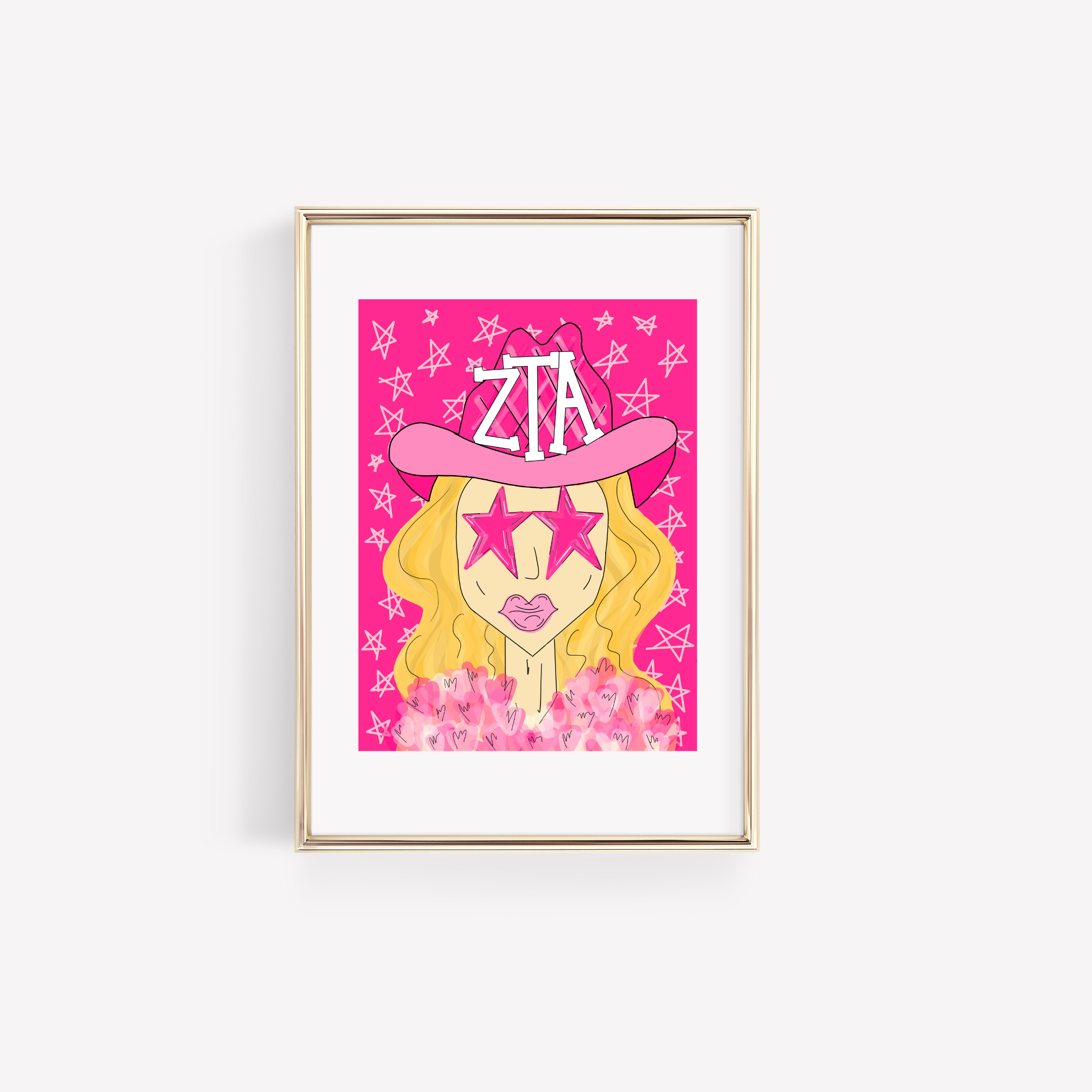 8x10 ZTA Pink Funky Cowgirl - PRINT