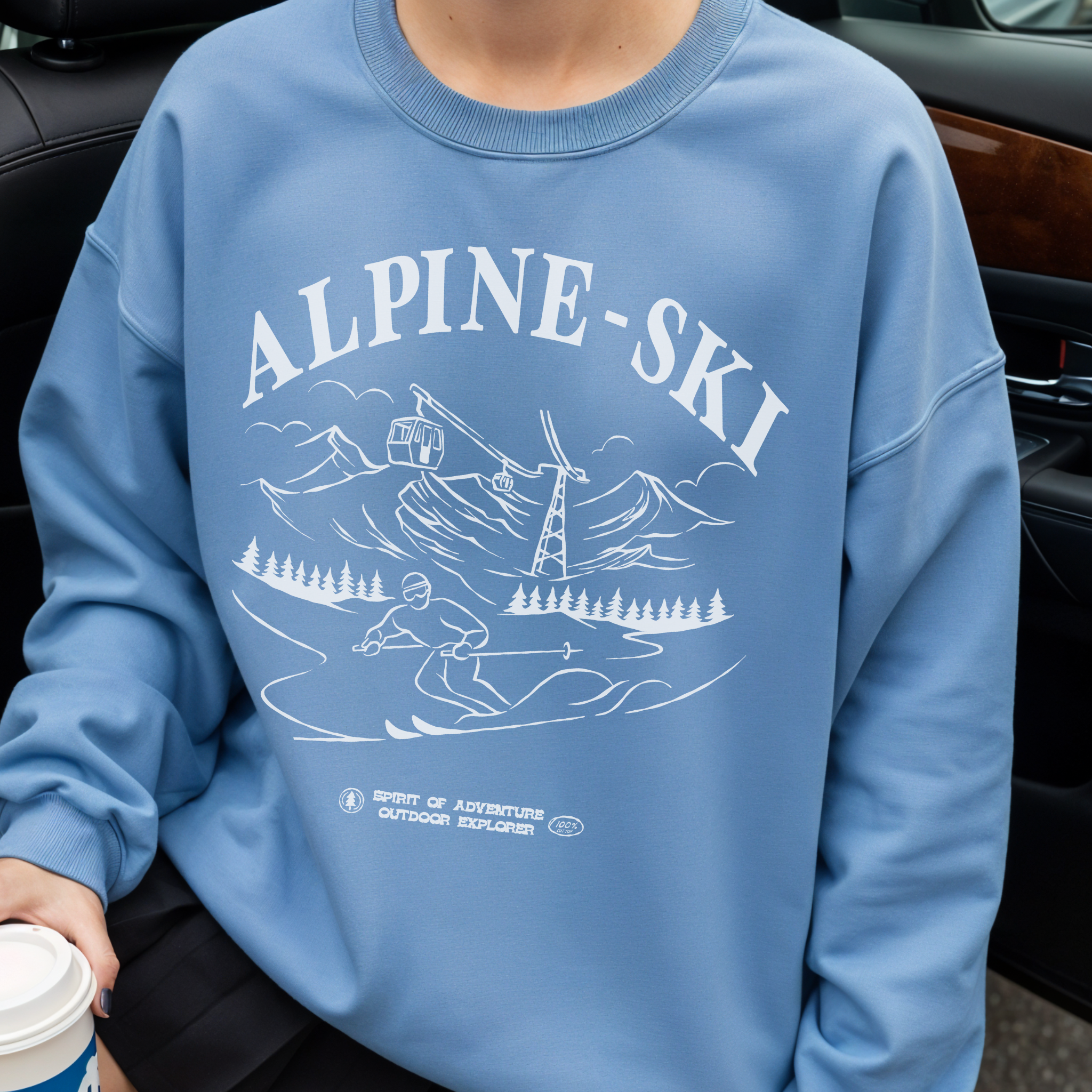 Alpine Ski Crewneck Sweatshirt – Retro Winter Graphic