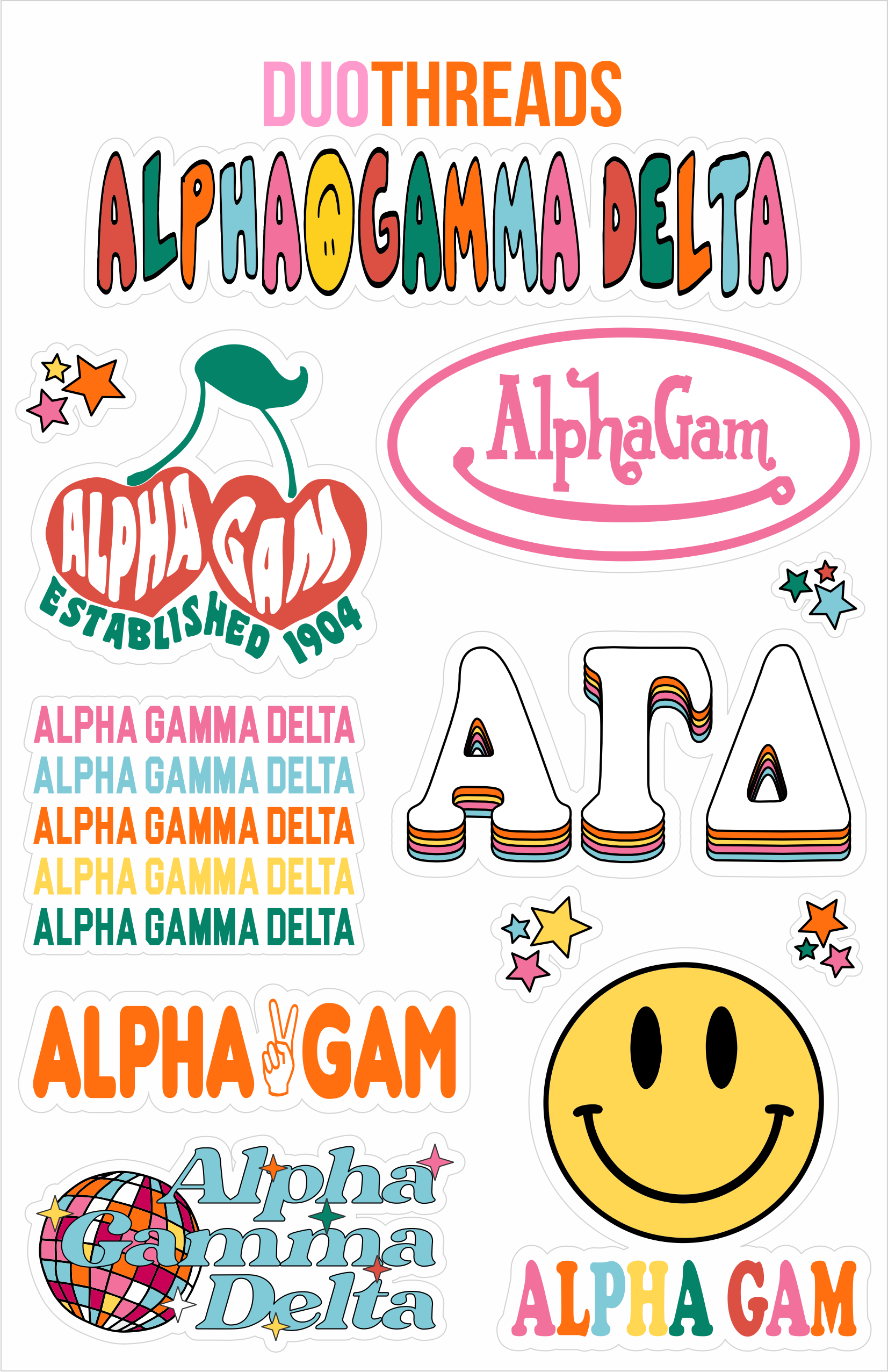 AGD Sorority Rainbow Sticker Sheet