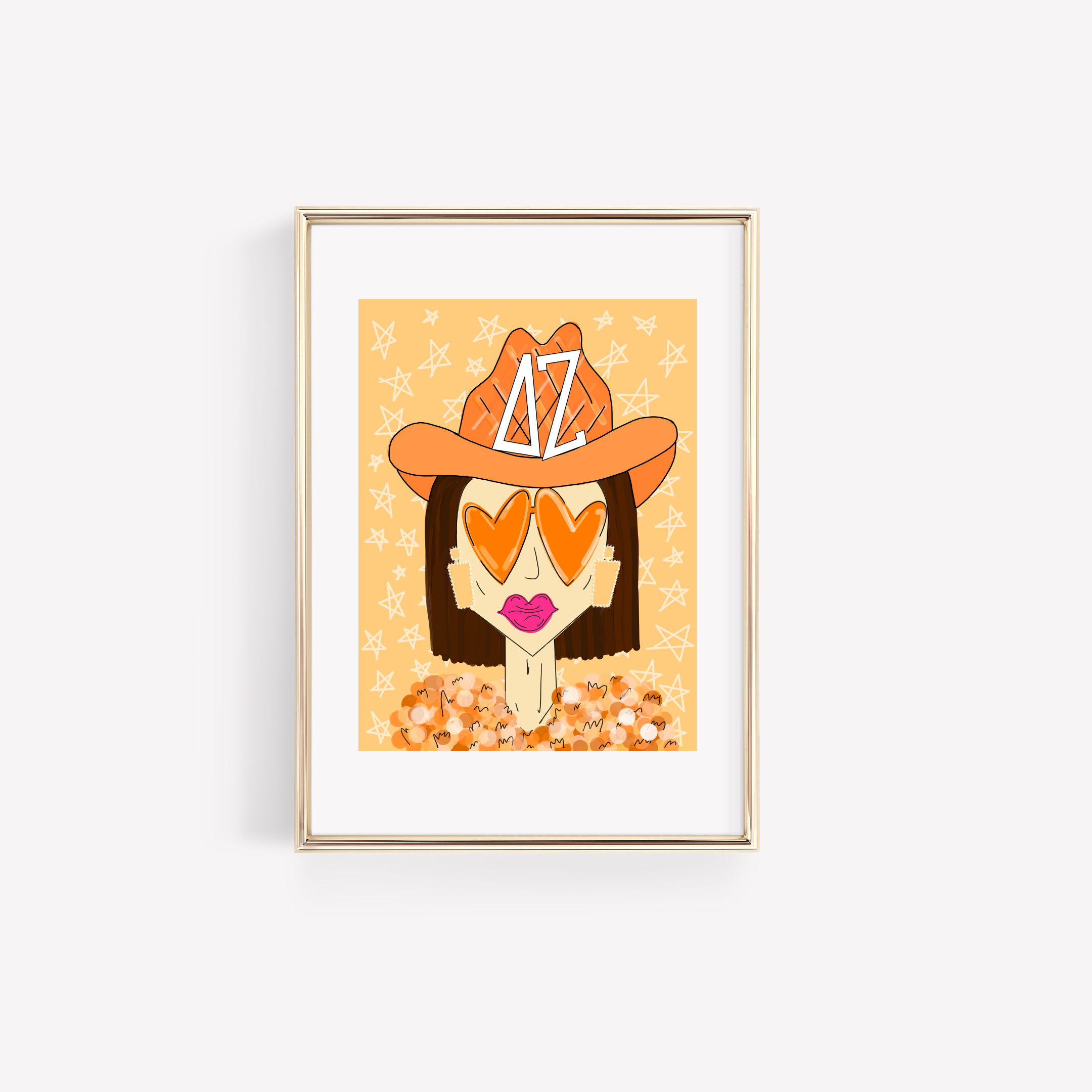 8x10 DZ Orange Funky Cowgirl