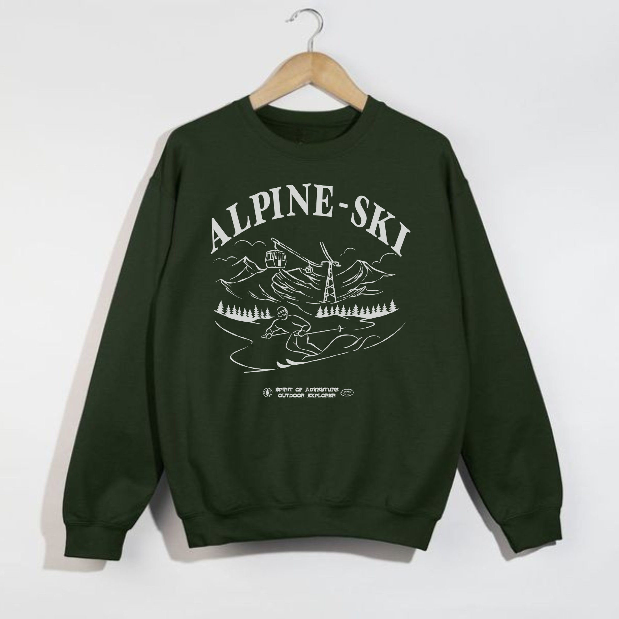 Alpine Ski Crewneck Sweatshirt – Retro Winter Graphic