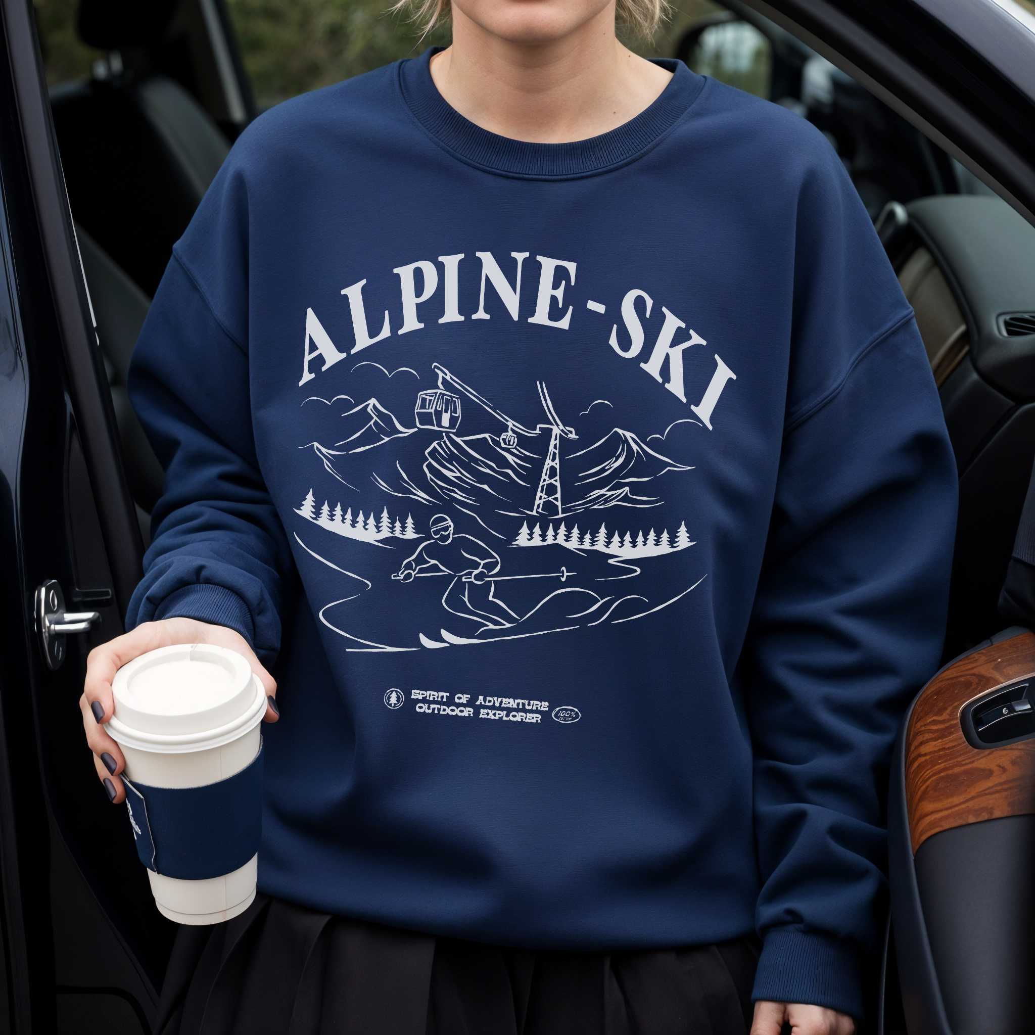 Alpine Ski Crewneck Sweatshirt – Retro Winter Graphic
